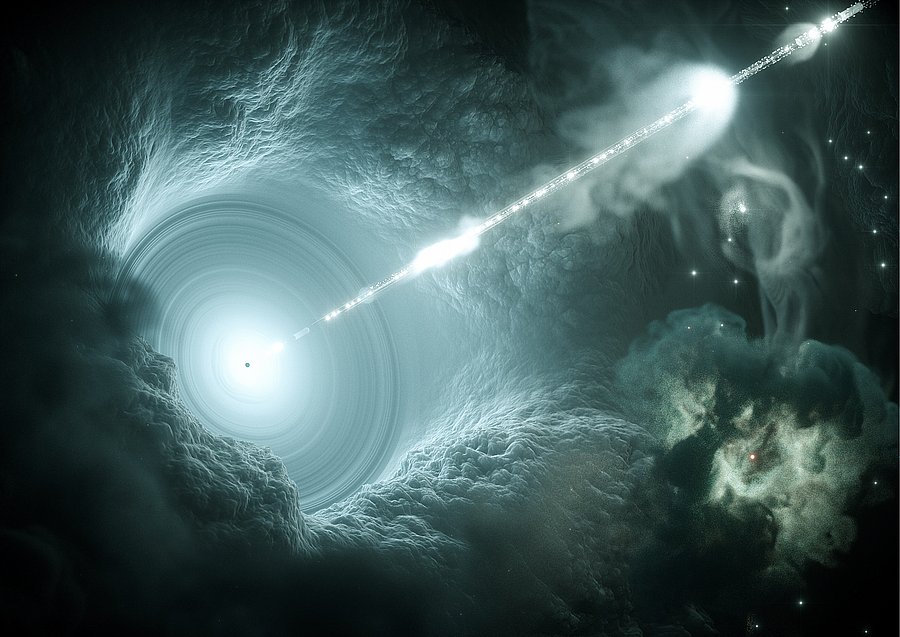 Künstlerische Ansicht in das Zentrum einer Galaxie