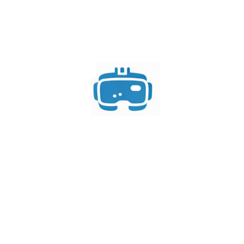Vektorgrafik eines stilisierten blauen Symbols einer VR-Brille