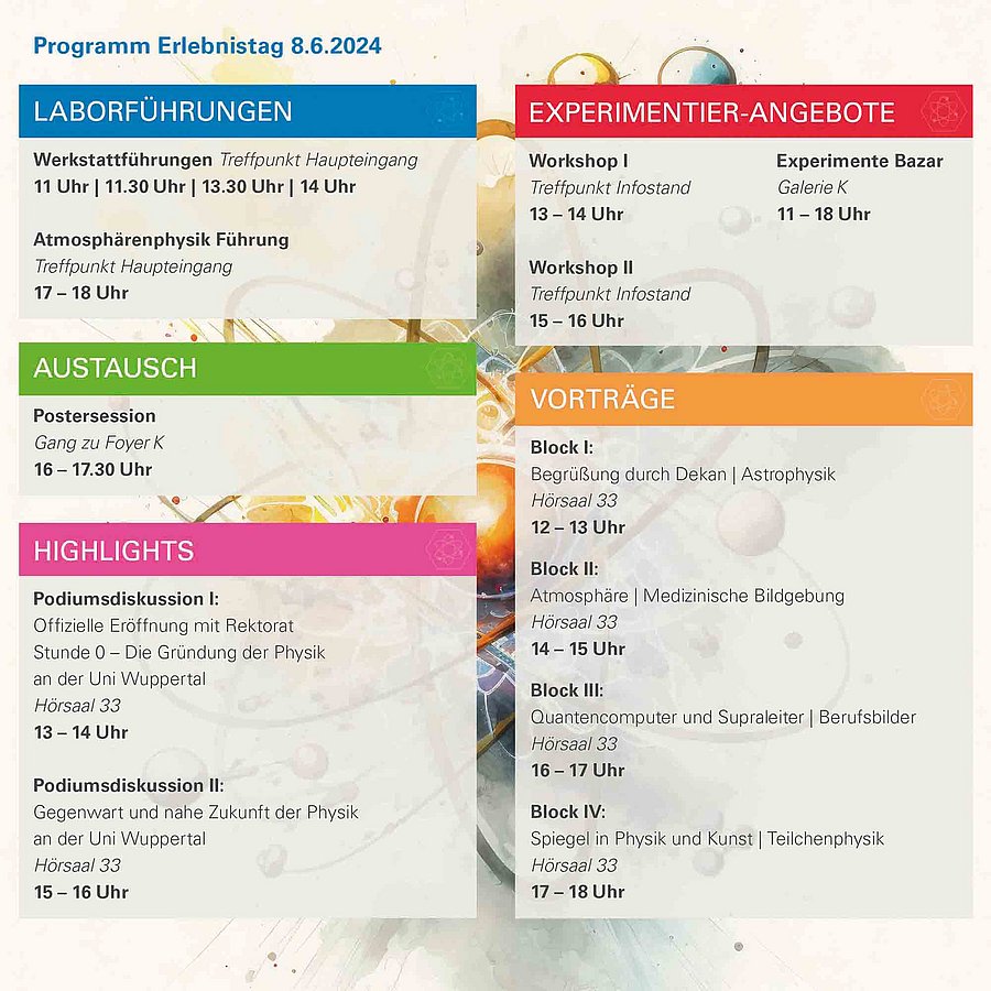 Gezeigt wird ein Flyer mit dem Programm des Erlebnistags am am 08.06.2024.